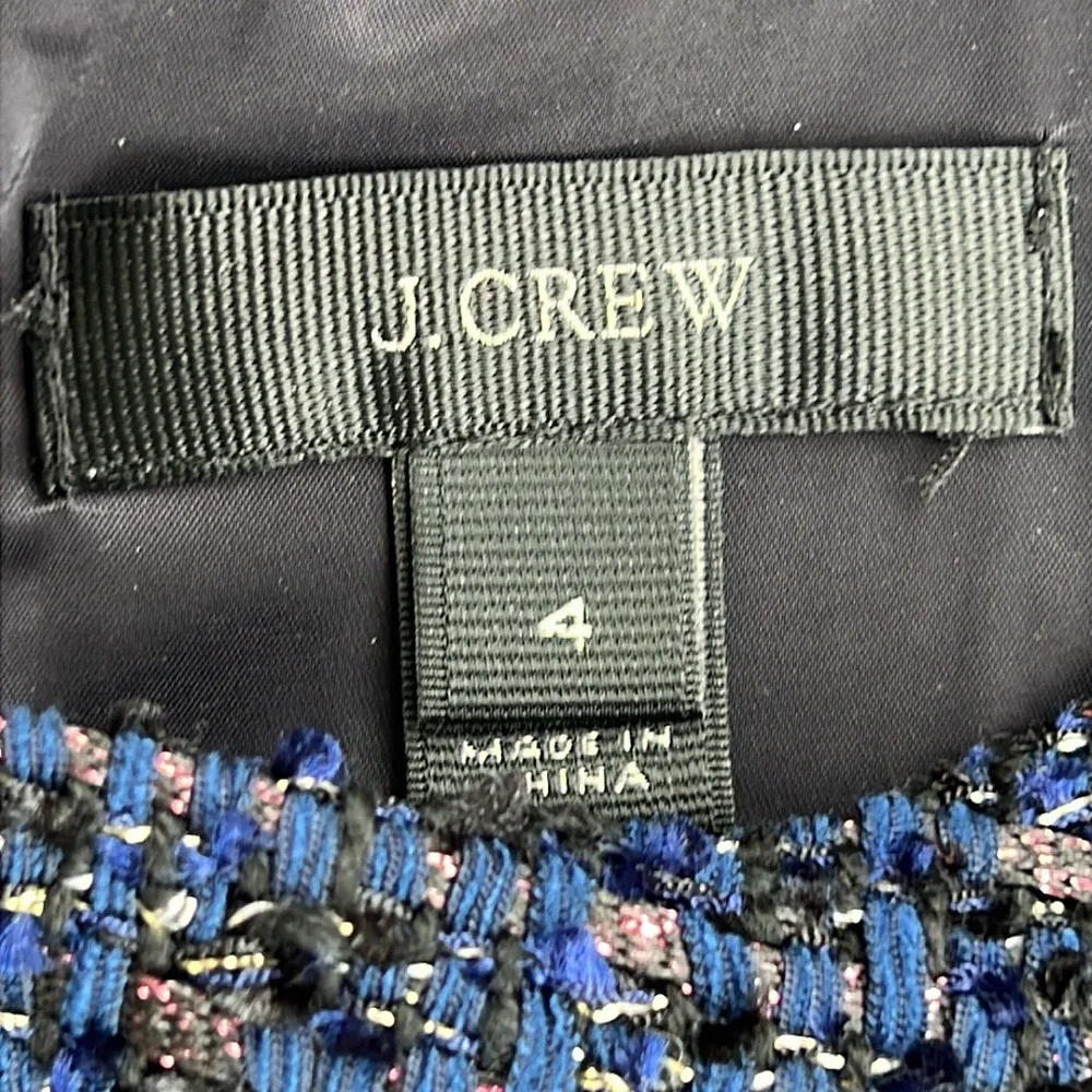 J. Crew Midnight Blue Sleeveless Sparkle Tweed Sheath Dress Size 4 - Picture 3 of 16